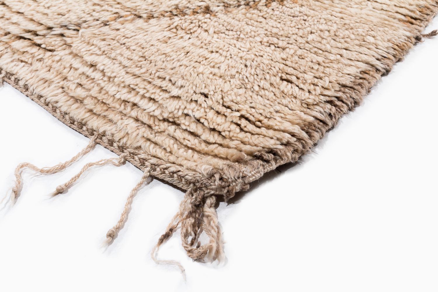Collectible Antique Vintage Authentic Beni Ourain White Moroccan Shag Area Rug For Sale 1