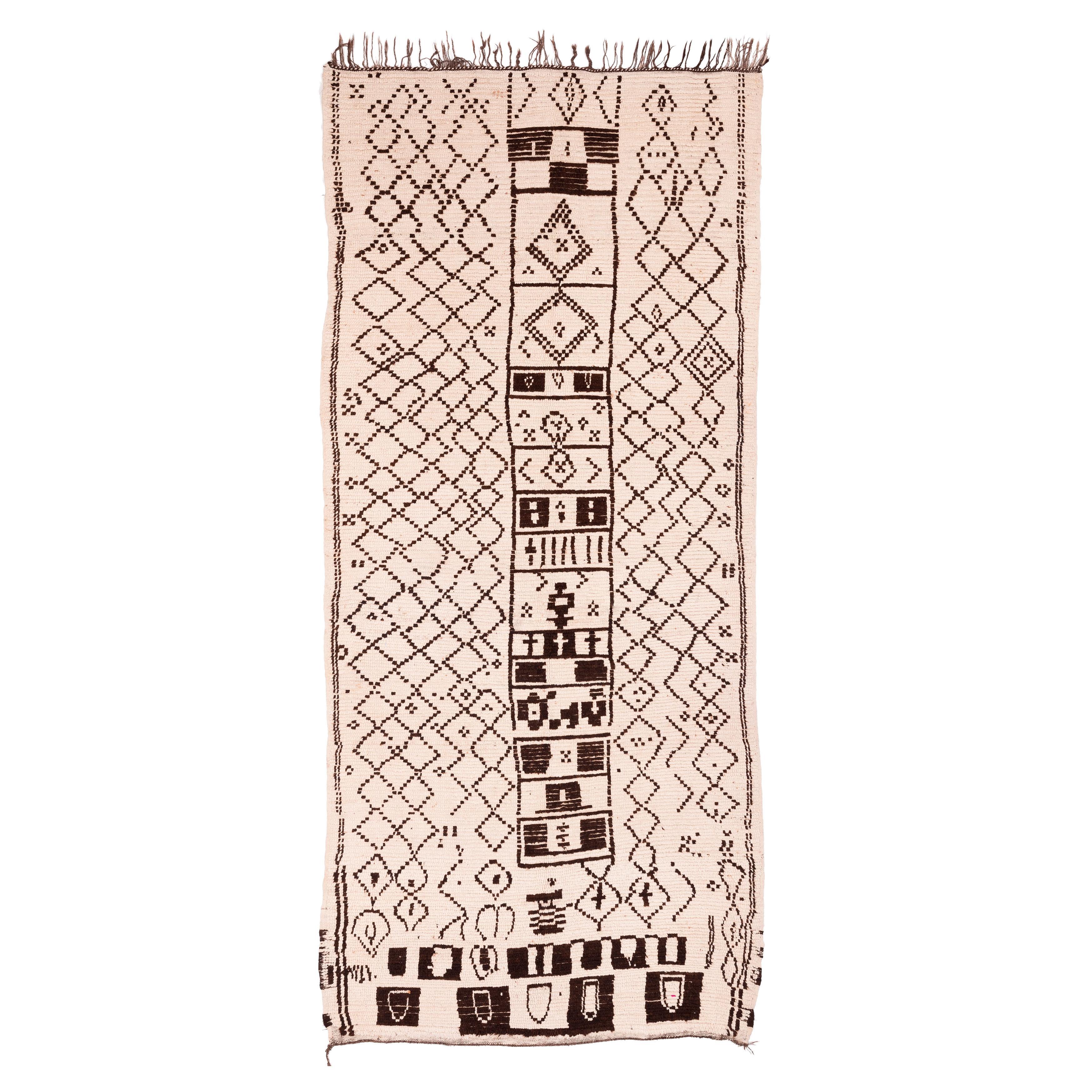 Alfombra marroquí de colección antigua vintage auténtica blanca natural