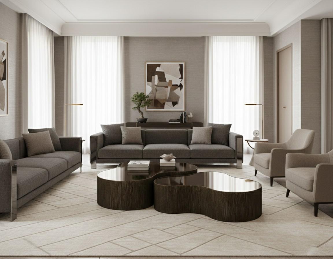 Collectional Artist Couchtisch-Paar in Bronze gerippte Textur & verspiegelte Platte im Angebot 3