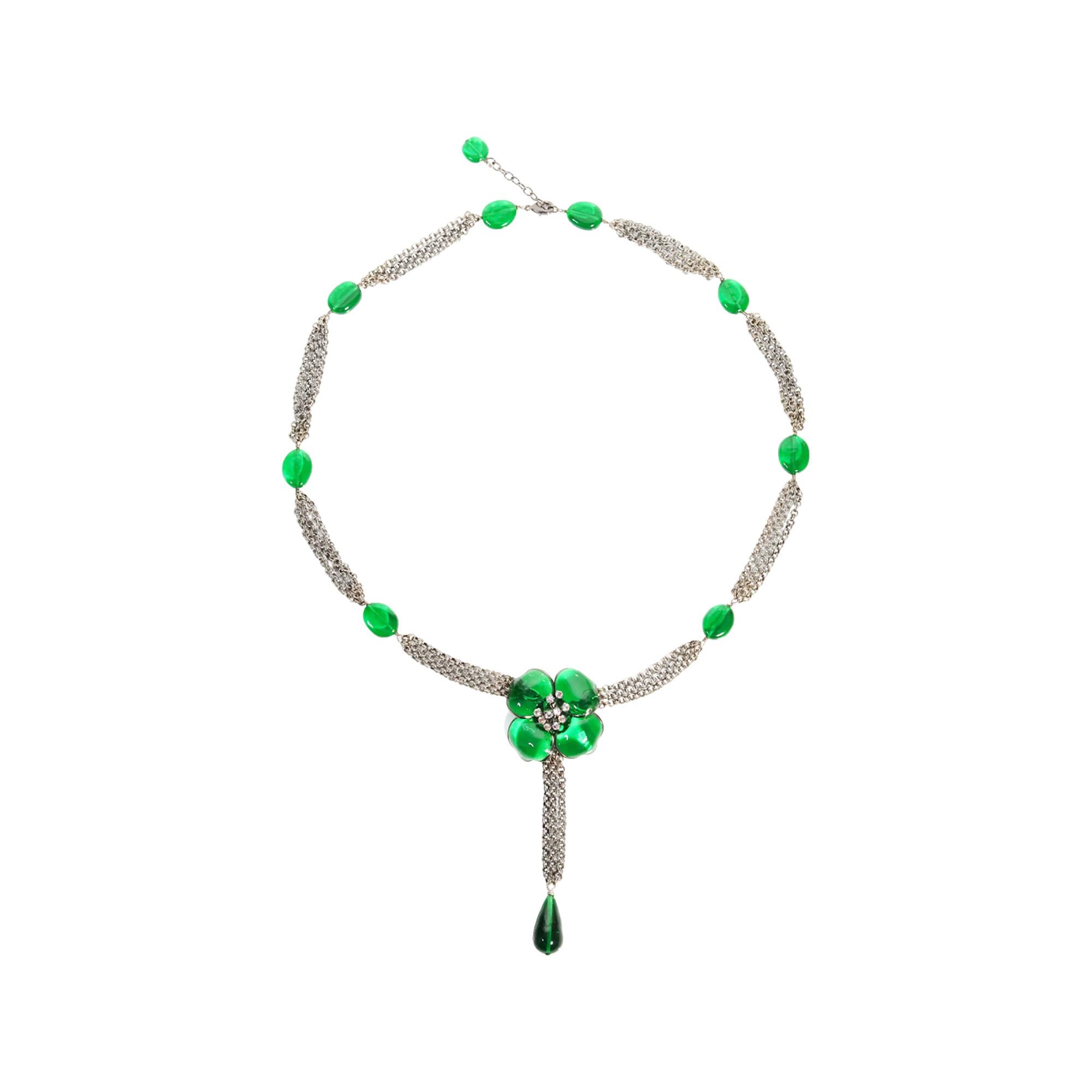 Moderno Collana da collezione Augustine Gripooix in argento con fiore verde circa anni 2000 in vendita
