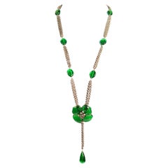 Collana da collezione Augustine Gripooix in argento con fiore verde circa anni 2000