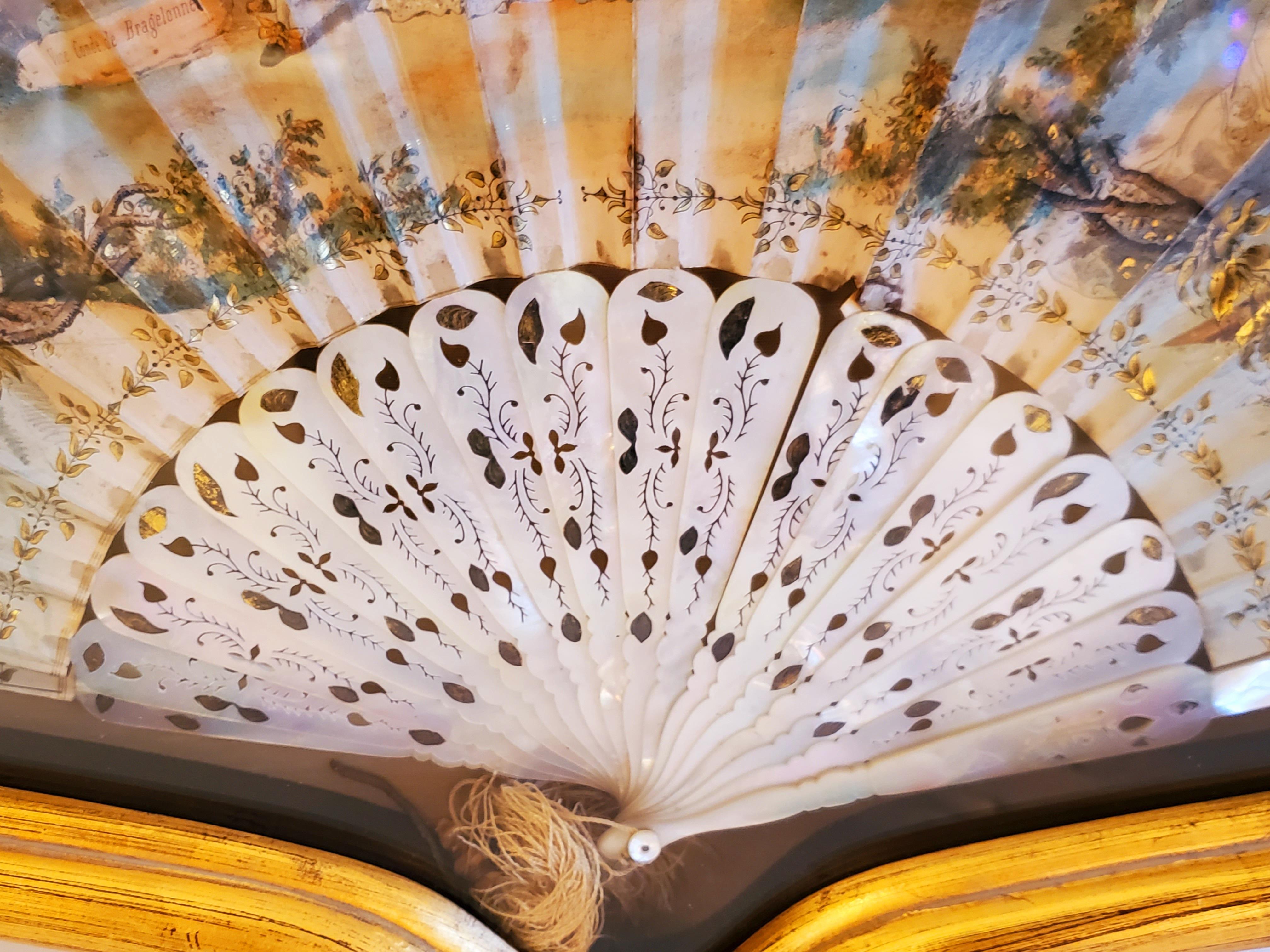 Glass Collectible Beautifully Framed 19th Century Guatemalan Fan