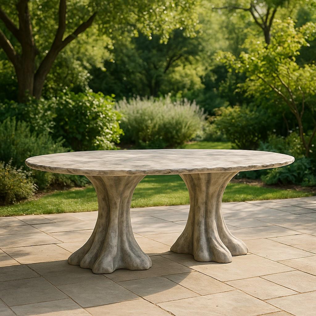 Mesa de Comedor Biomórfica Coleccionable - Acabado Travertino / Bronce en venta 3