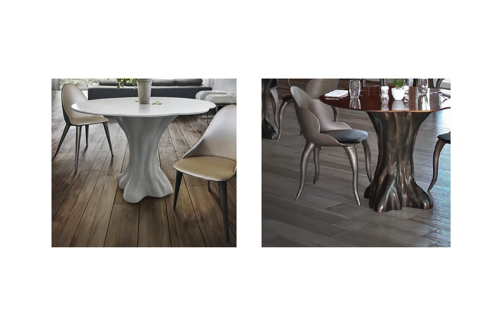 Mesa de Comedor Biomórfica Coleccionable - Acabado Travertino / Bronce en venta 5