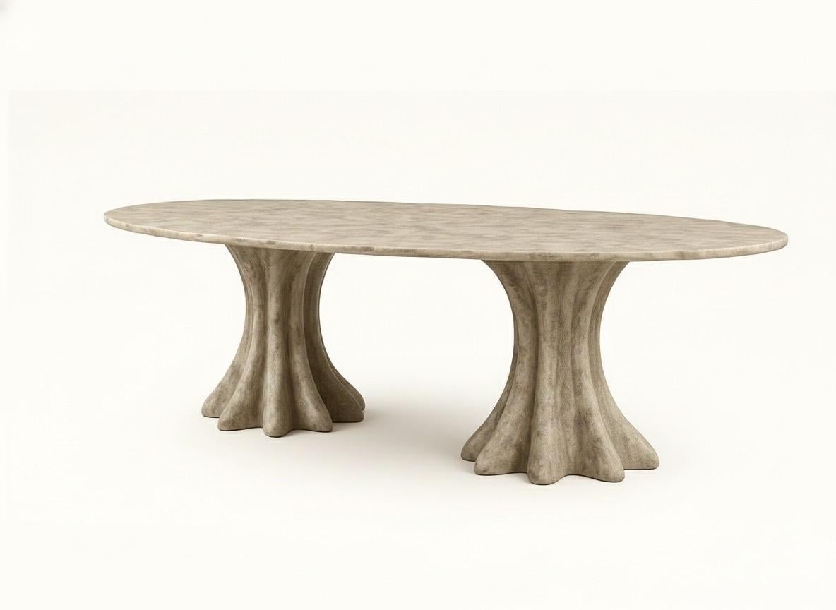 Mesa de Comedor Biomórfica Coleccionable - Acabado Travertino / Bronce Portugués en venta