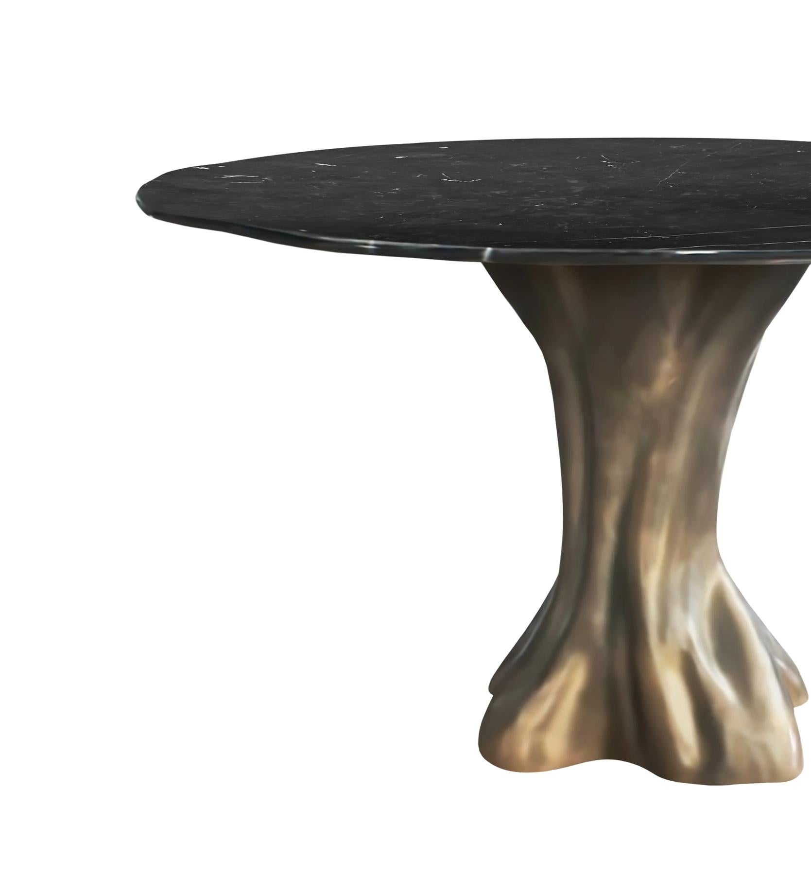 Mesa de Comedor Biomórfica Coleccionable - Acabado Travertino / Bronce Resina en venta