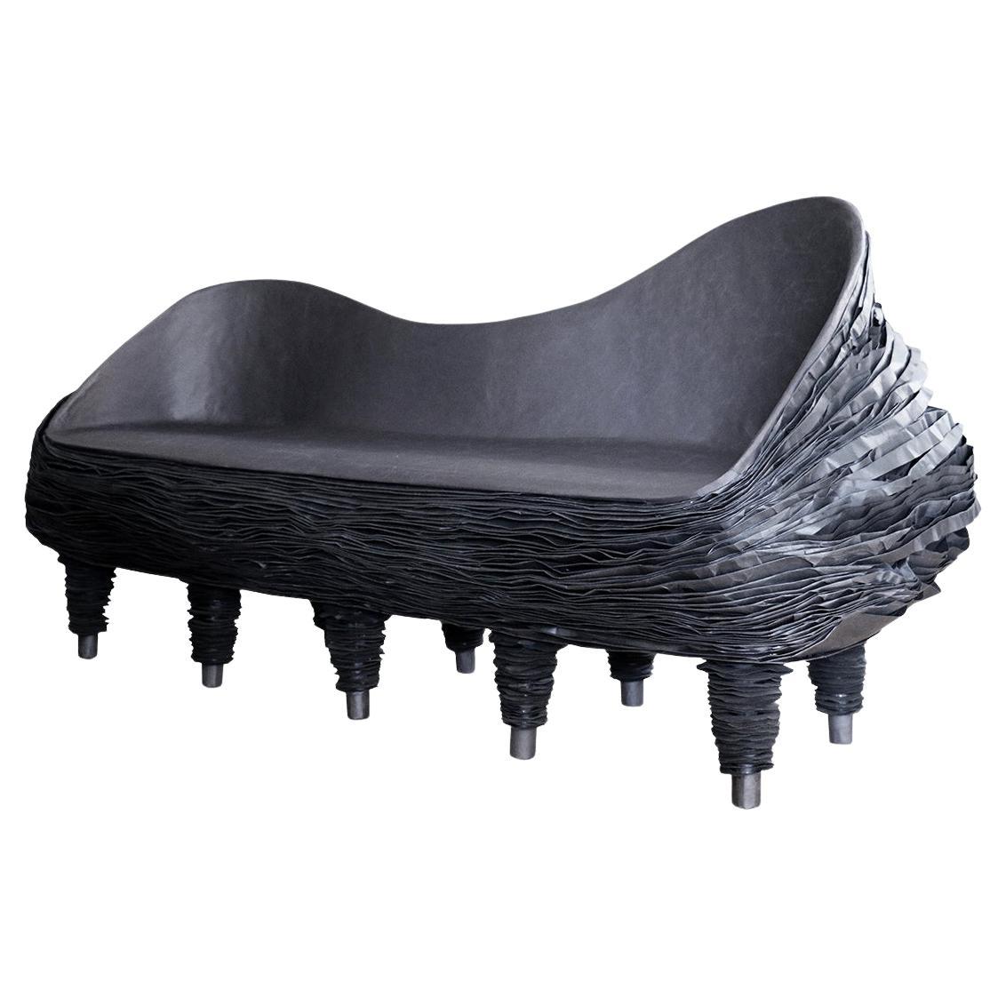 Collectible Black Paper Two-Seat Sofa Duolly by Vadim Kibardin For Sale
