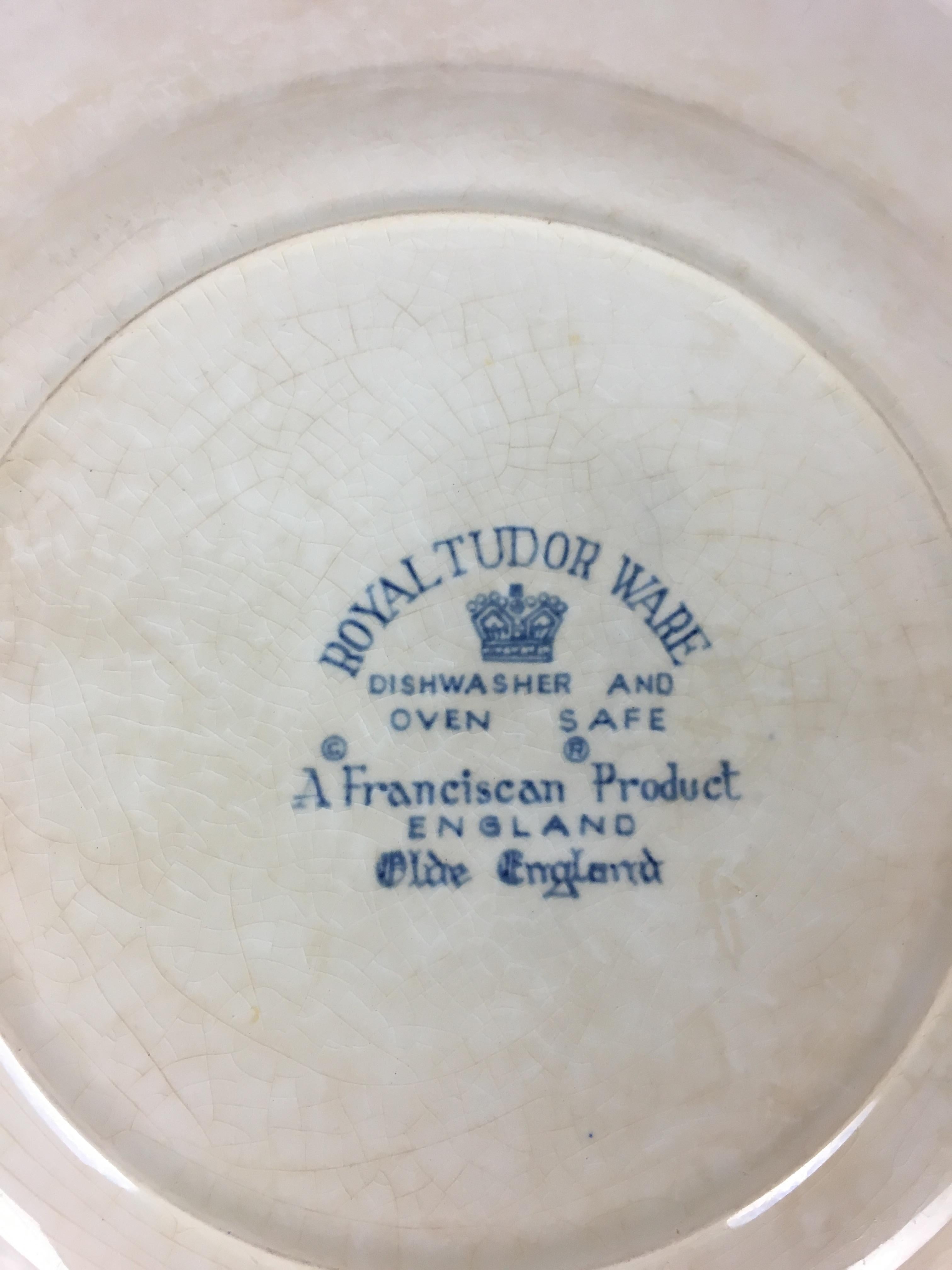 English Collectible Blue and White Royal Tudor Ware England Plate For Sale