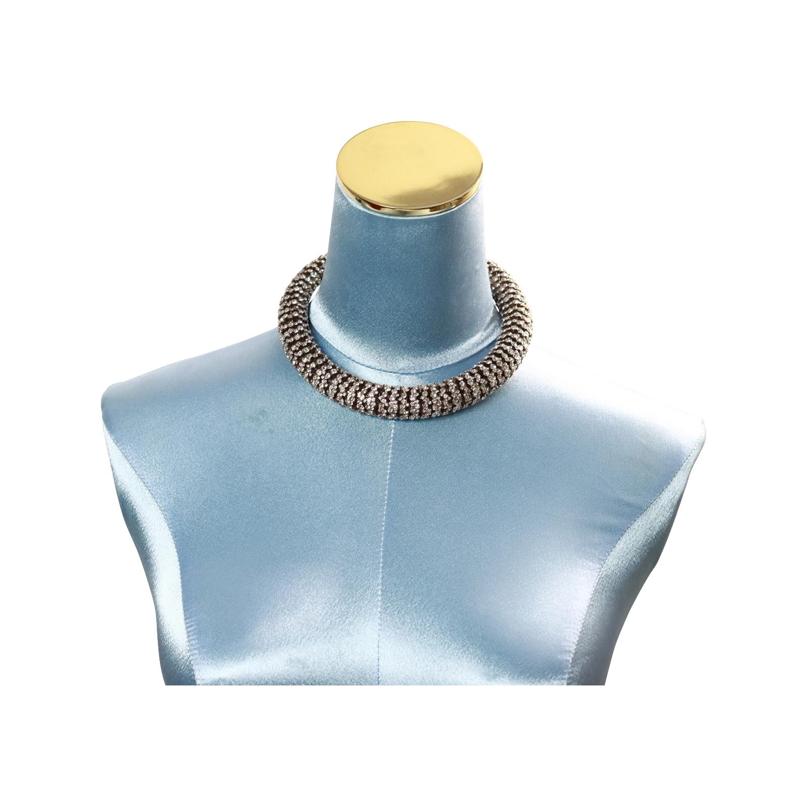 Collectible Celine Diamante Domed Necklace Circa 2000s In Excellent Condition For Sale In New York, NY