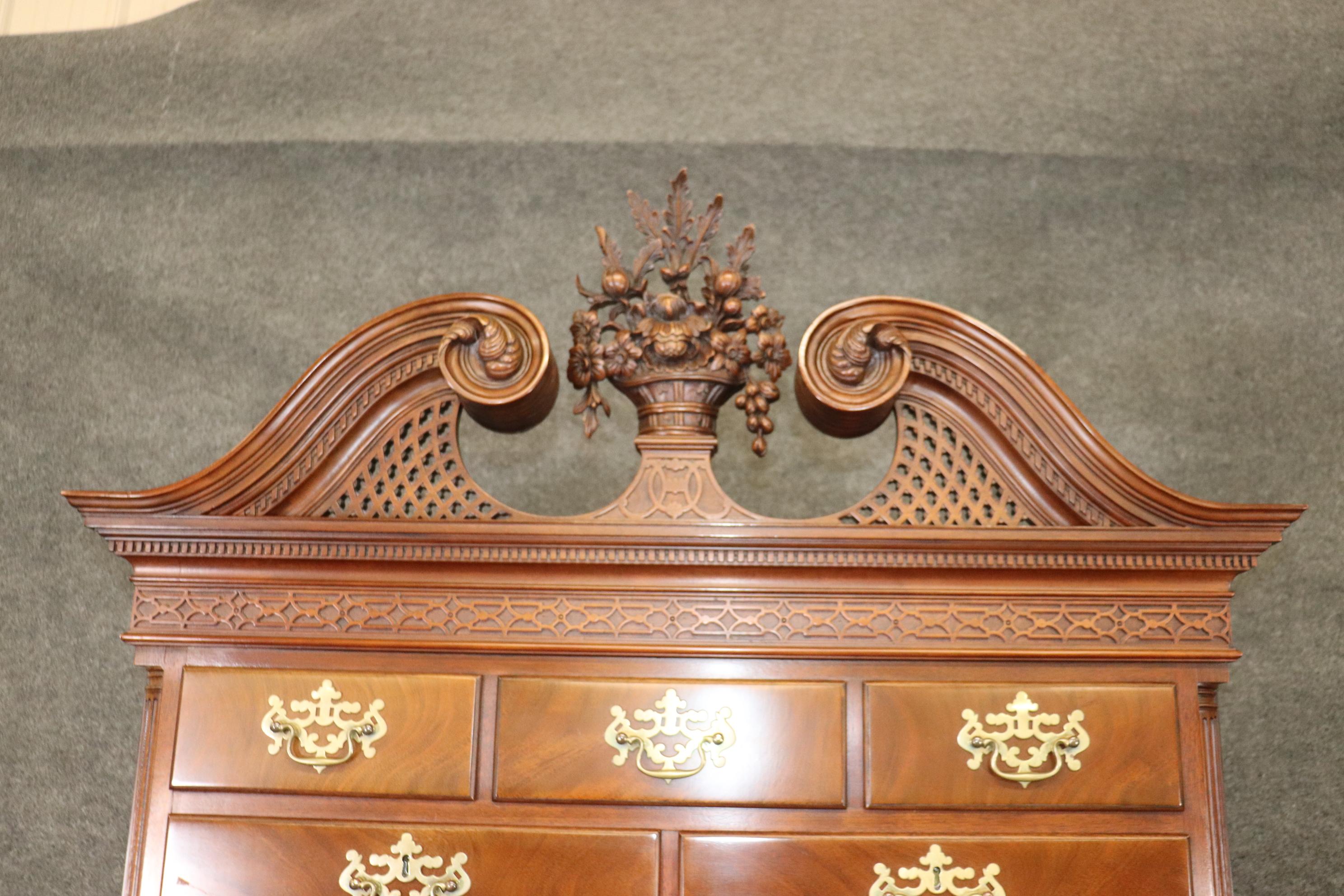 Collectible Century Furniture Carved Mahogany Smithsonian Collection Highboy  5