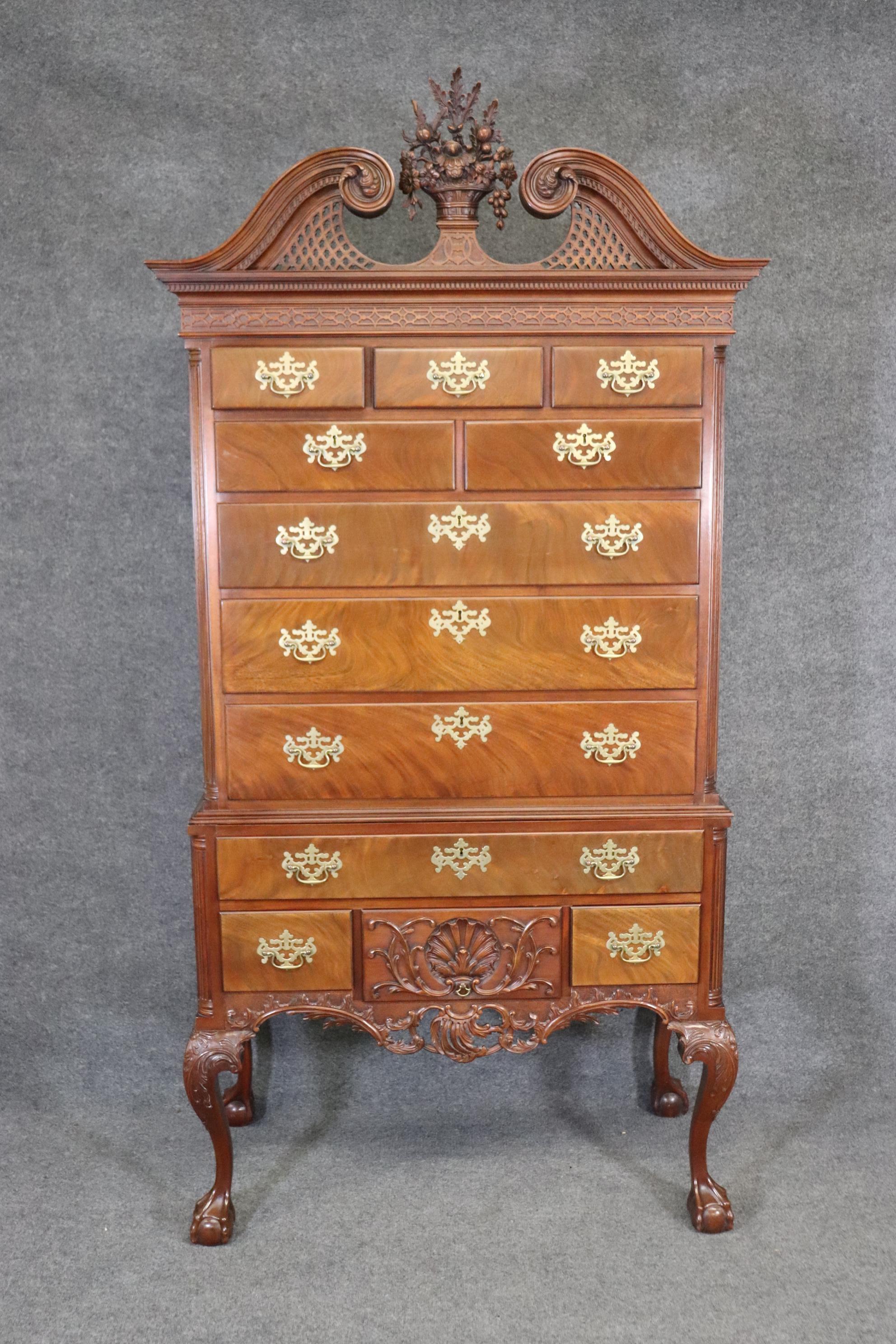 American Collectible Century Furniture Carved Mahogany Smithsonian Collection Highboy 