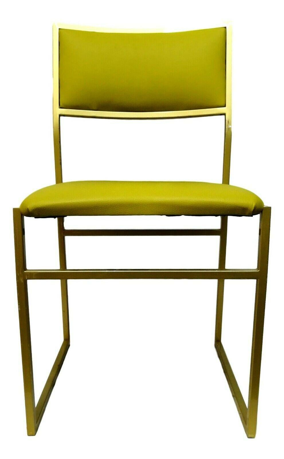 Collectible Chair in Gold Metal and Acid Green Upholstery, 1970s In Good Condition For Sale In taranto, IT