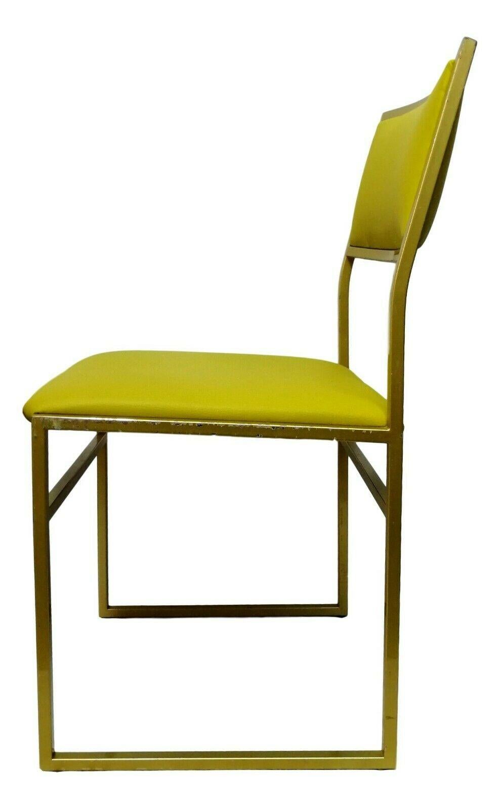 Late 20th Century Collectible Chair in Gold Metal and Acid Green Upholstery, 1970s For Sale