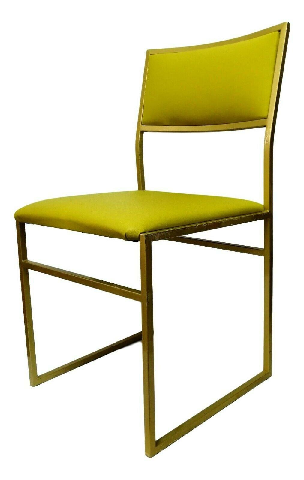 Collectible Chair in Gold Metal and Acid Green Upholstery, 1970s For Sale 2