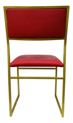Chaise de collection en métal doré et tapisserie bourgogne, 1970