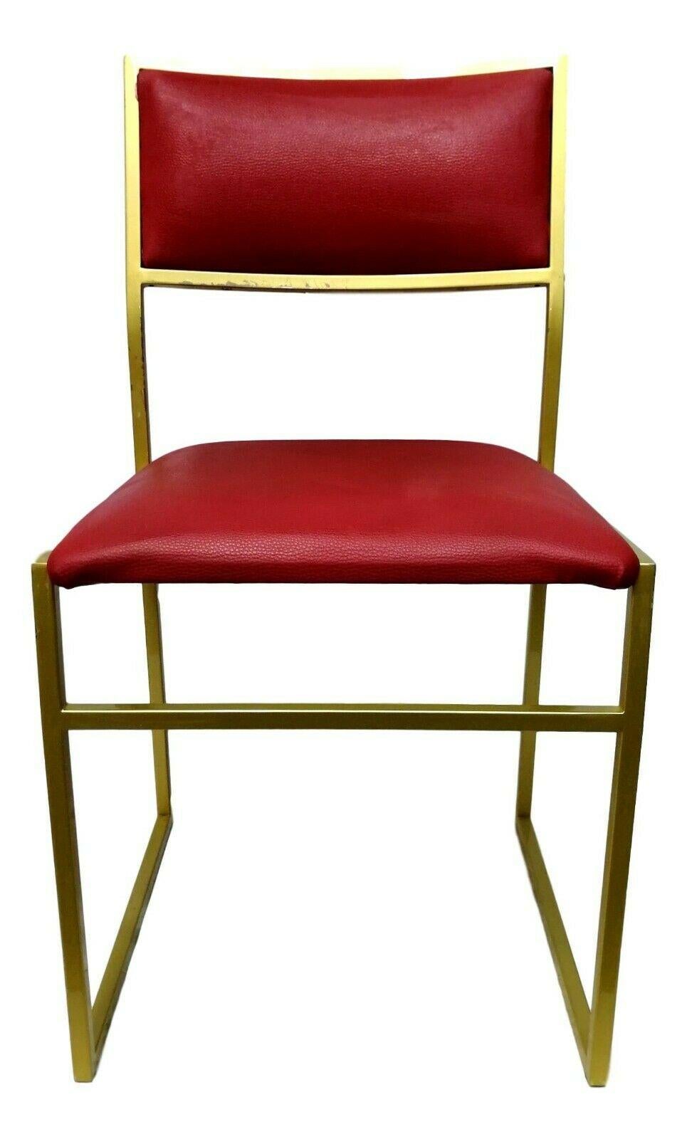 Collectible Chair in Gold Metal and Burgundy Upholstery, 1970s For Sale 1
