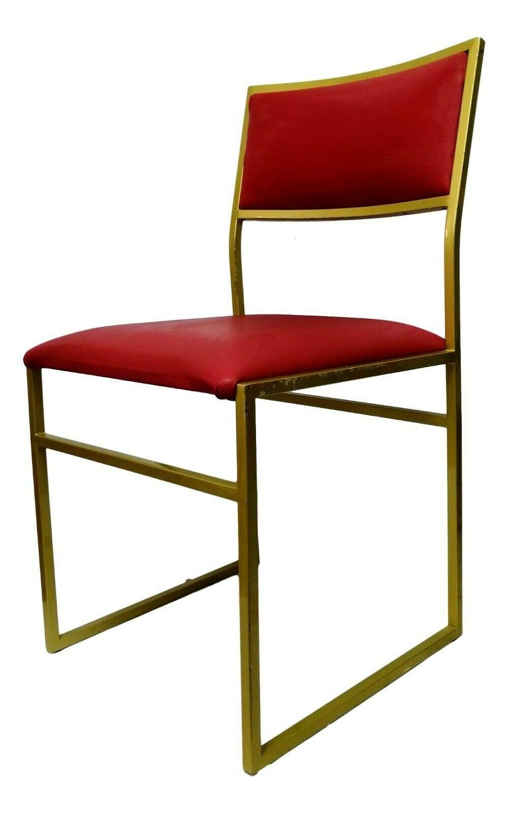 Collectible Chair in Gold Metal and Burgundy Upholstery, 1970s For Sale 2