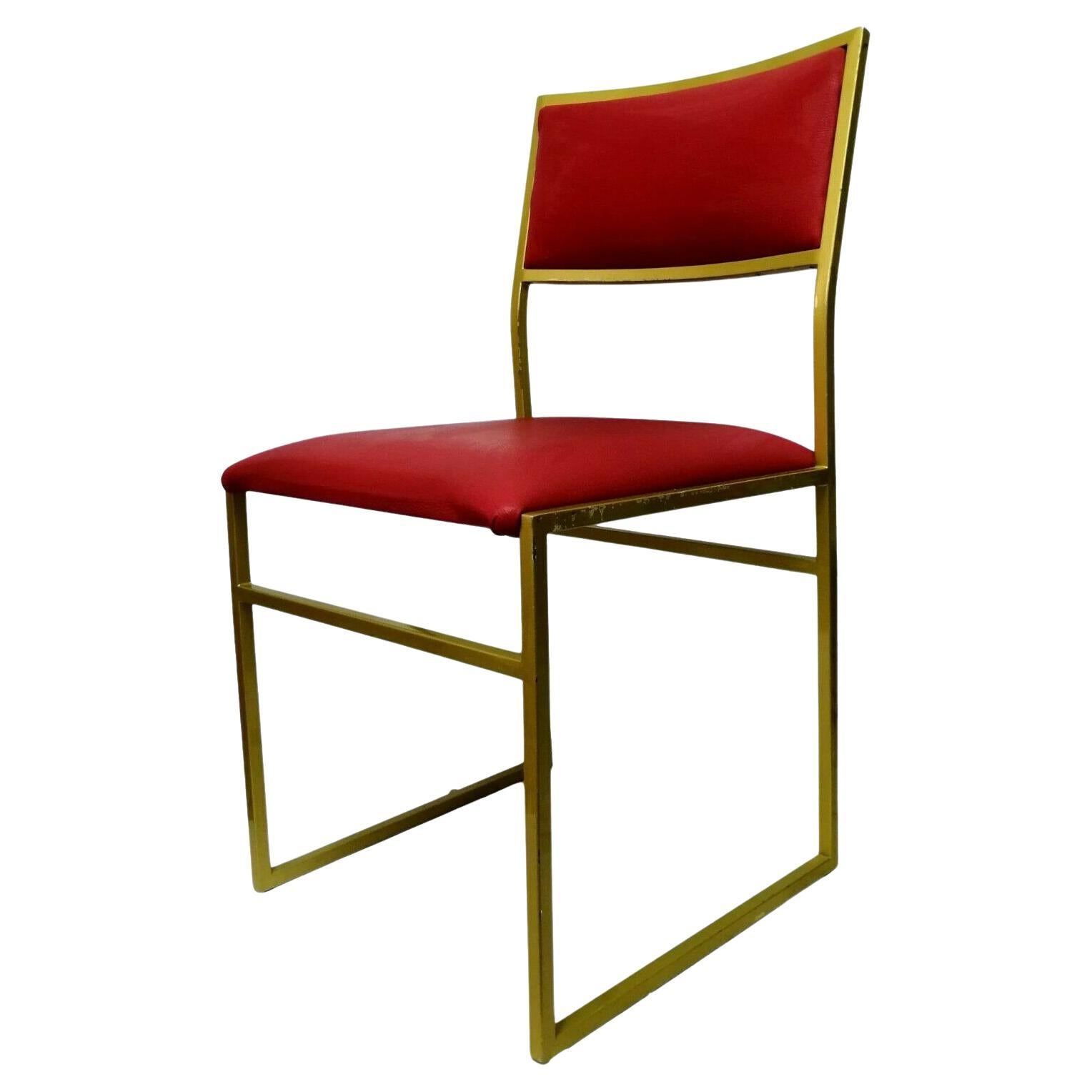 Collectible Chair in Gold Metal and Burgundy Upholstery, 1970s For Sale