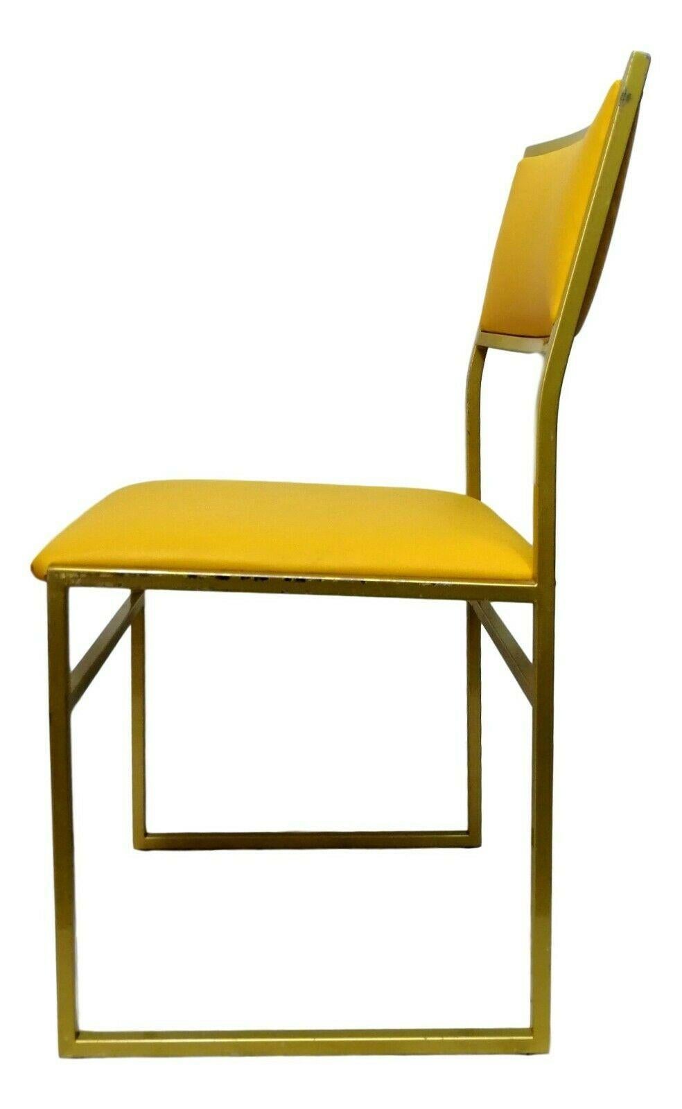 Late 20th Century Collectible Chair in Gold Metal and Yellow Upholstery, 1970s For Sale