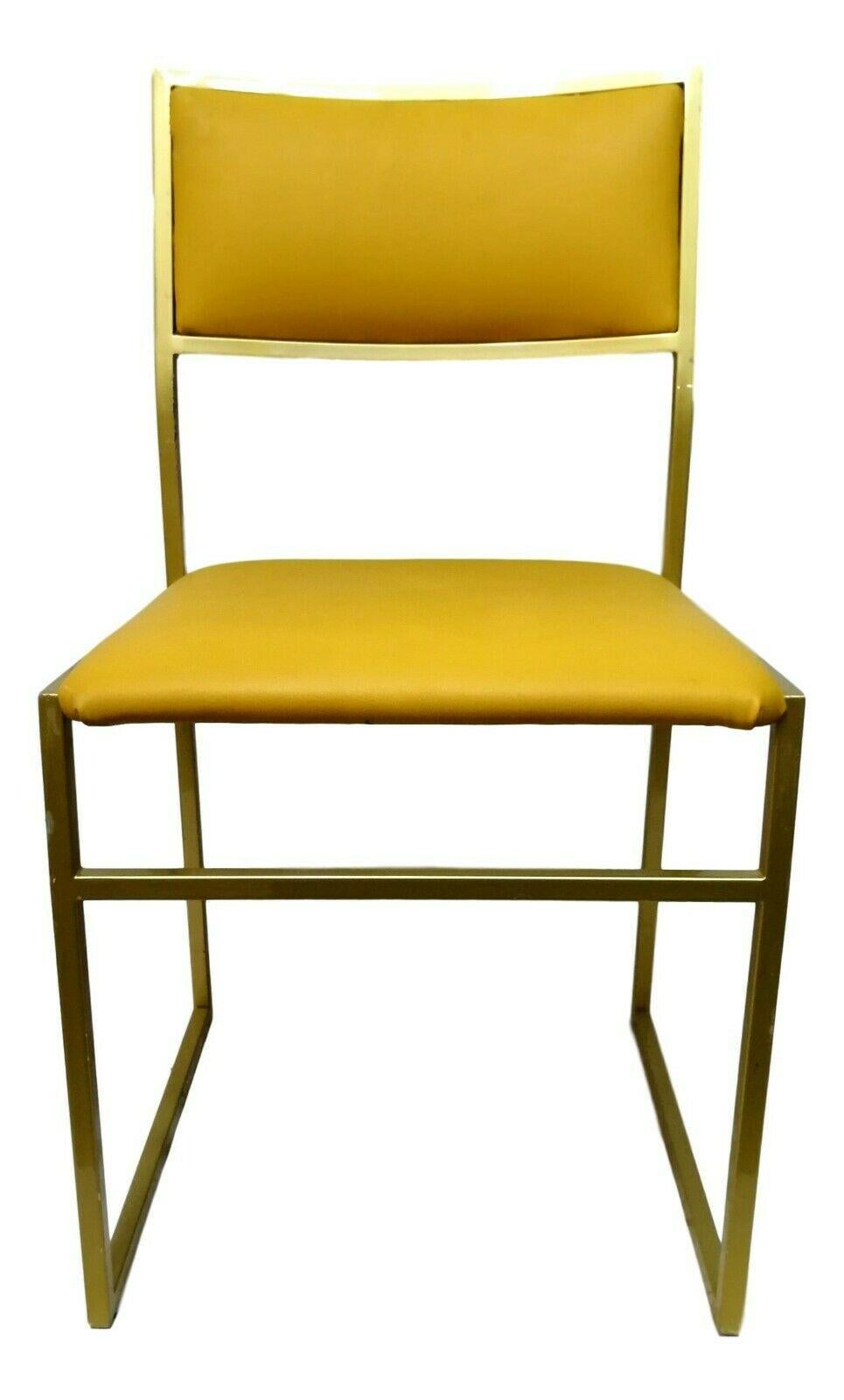 Collectible Chair in Gold Metal and Yellow Upholstery, 1970s For Sale 1
