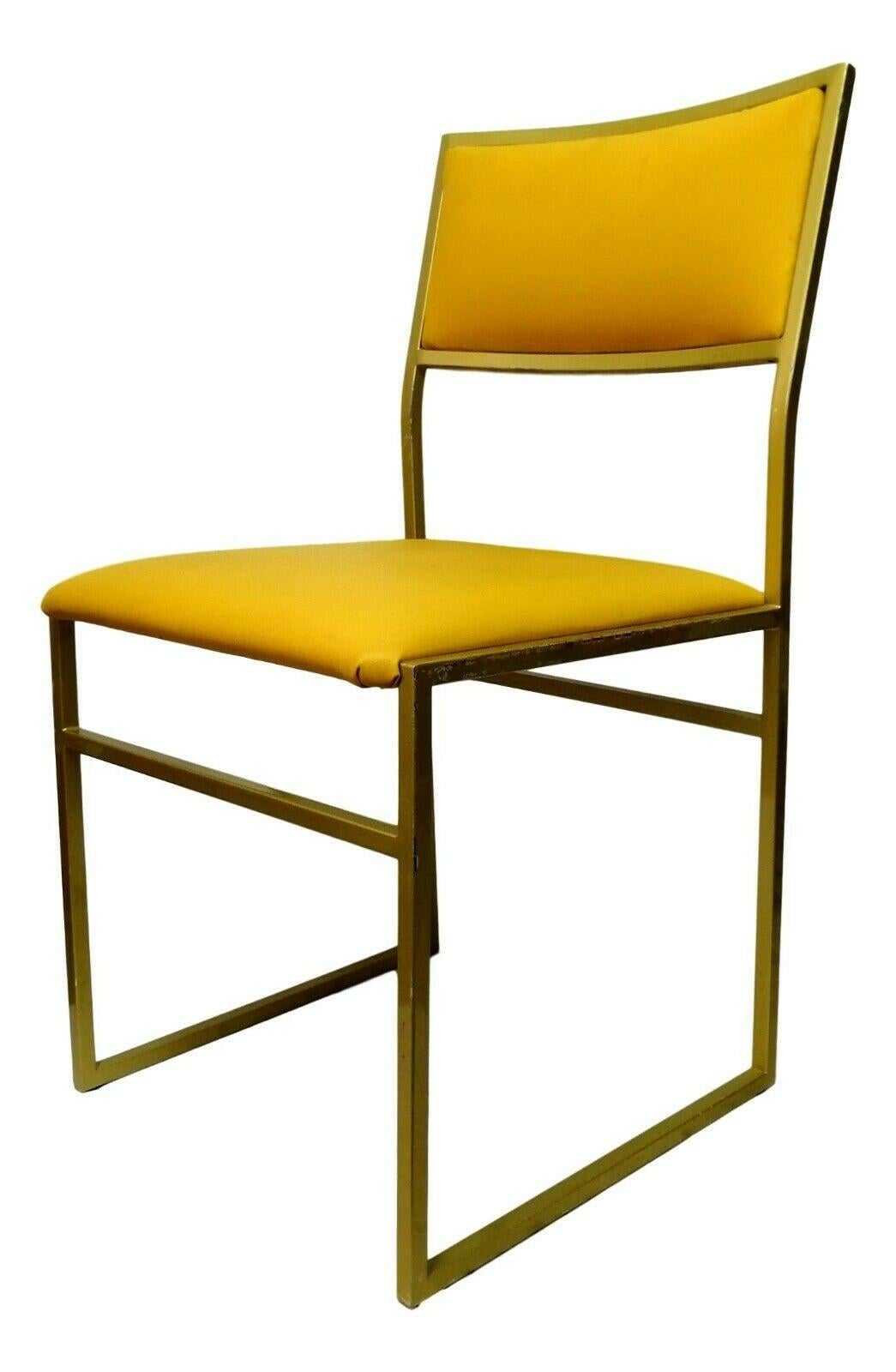 Collectible Chair in Gold Metal and Yellow Upholstery, 1970s For Sale 2