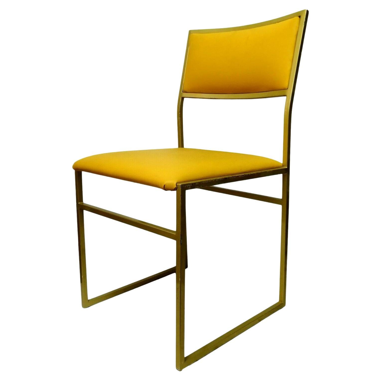 Collectible Chair in Gold Metal and Yellow Upholstery, 1970s