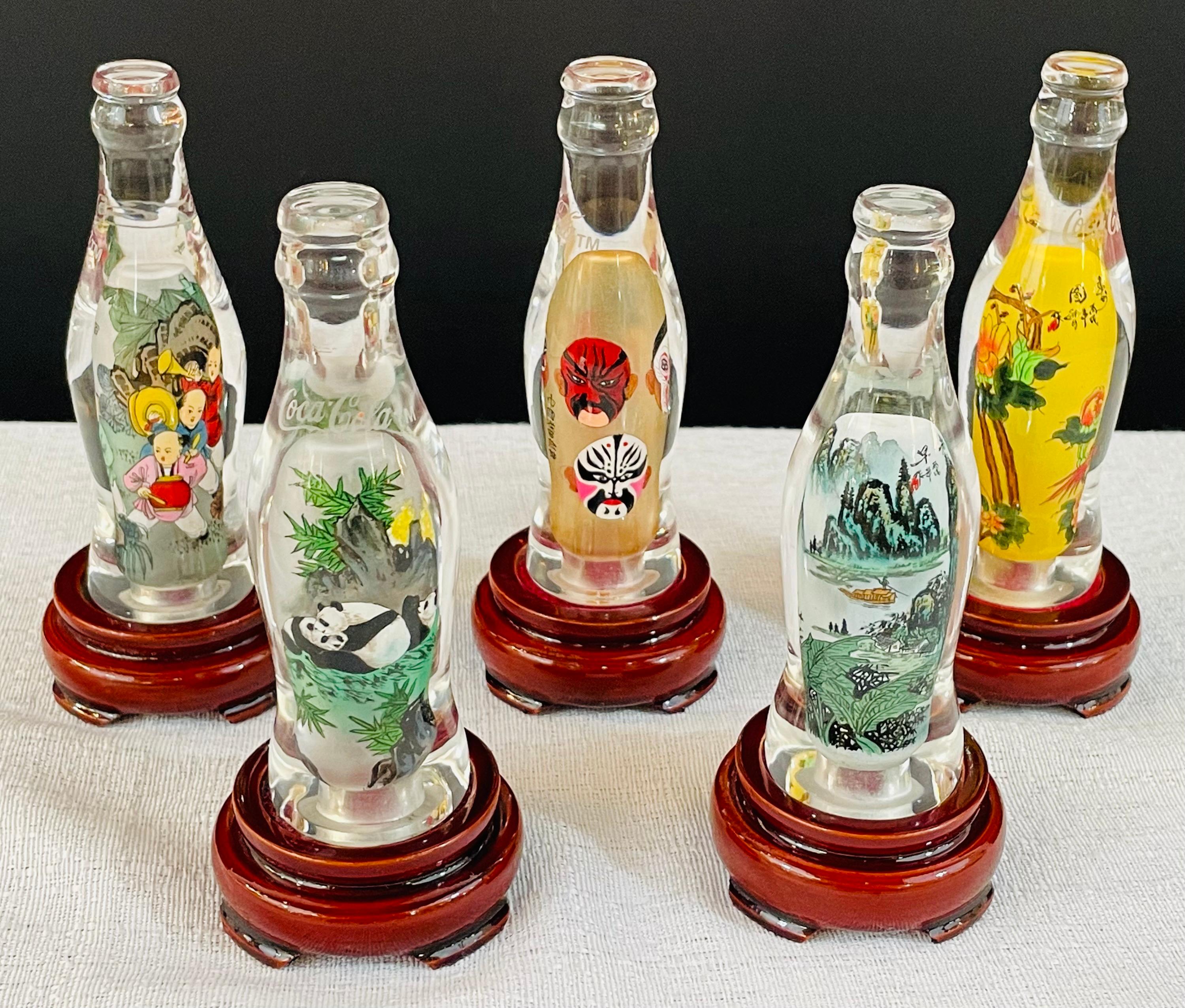 Glass Collectible Coca-Cola Special Edition Asian Chinese Bottles, a Set of 5 For Sale