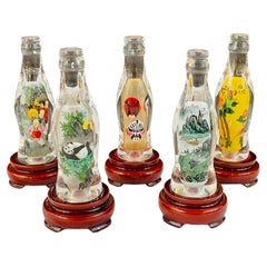 Vintage Collectible Coca-Cola Special Edition Asian Chinese Bottles, a Set of 5