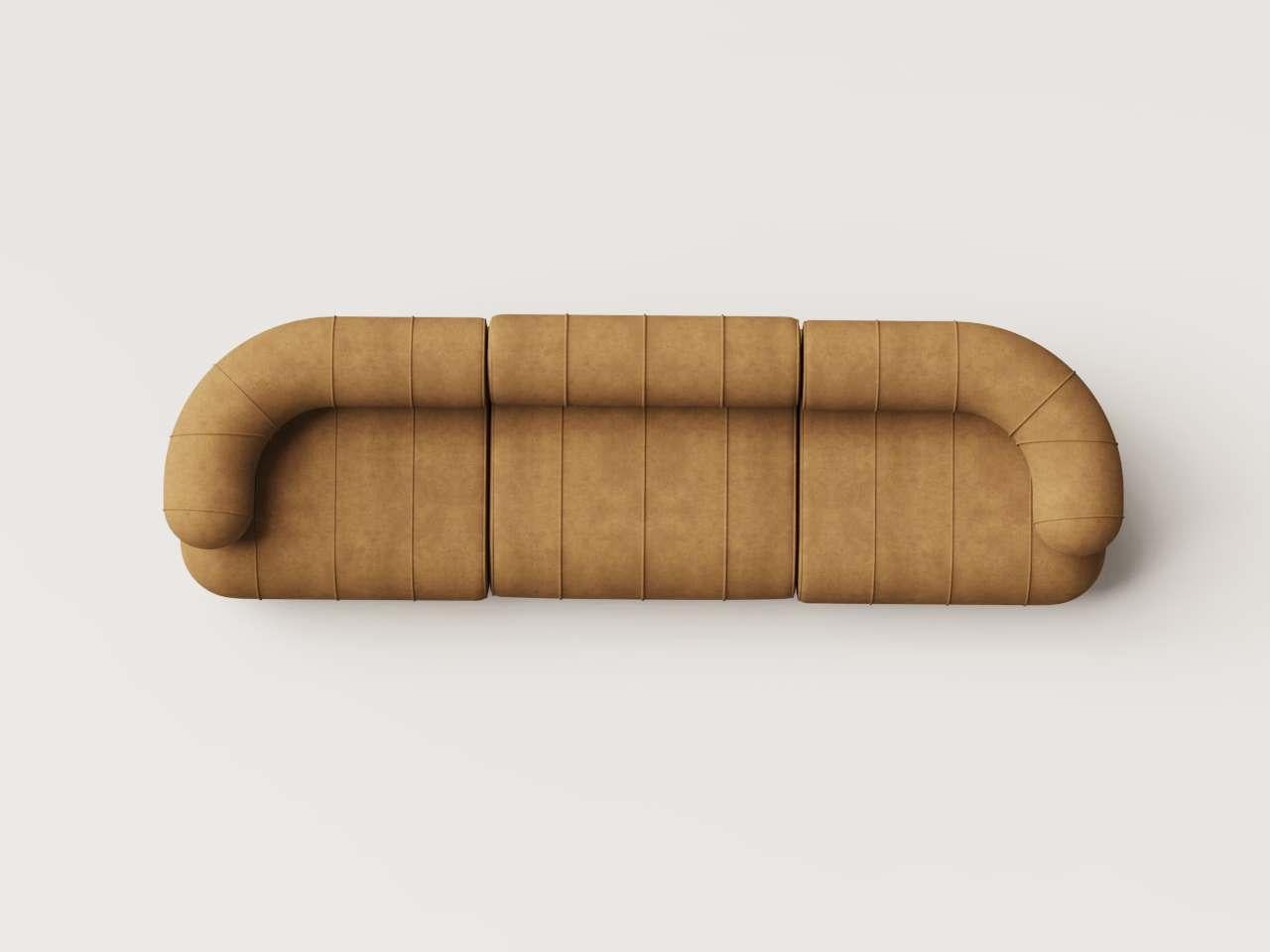 Moderno Collectional Contemporary modulare a tre posti - Velluto bronzo in vendita
