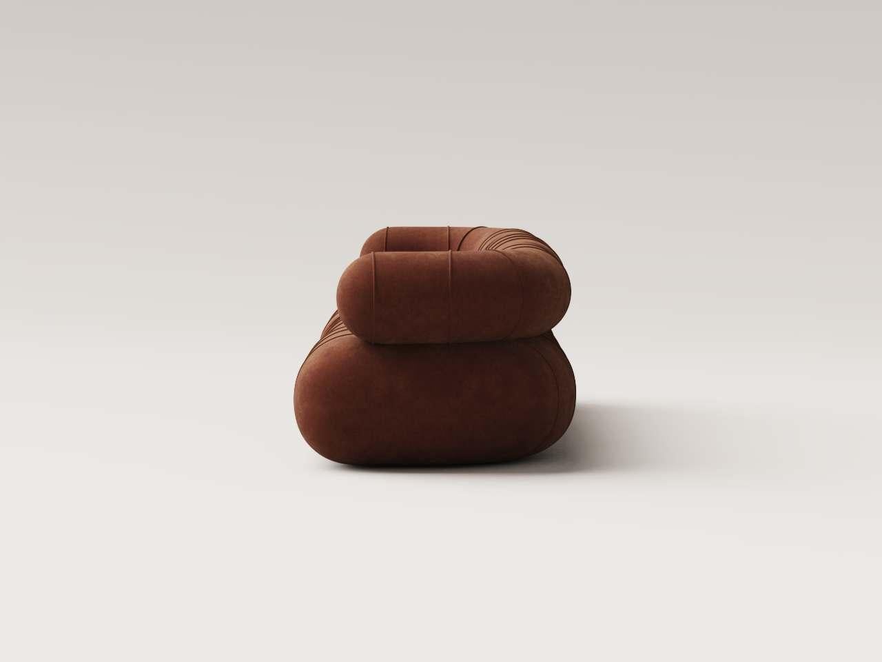 Messicano Collectional Contemporary Modulare a Tre Sedute - Velluto Ruggine in vendita