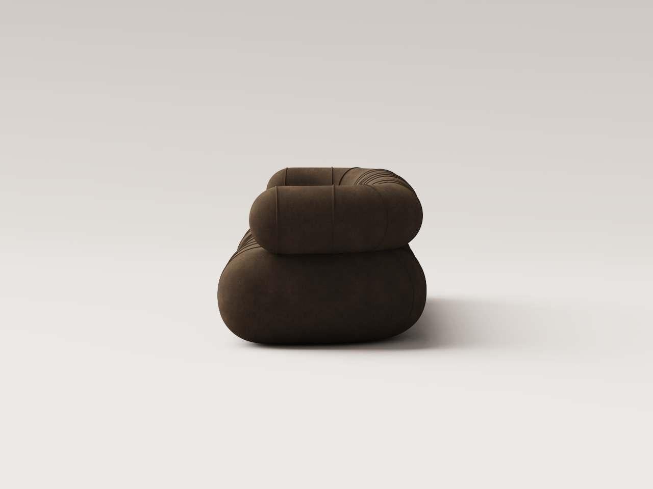 Moderno Collectional Contemporary Modulare a Tre Sedute - Velluto Taupe in vendita
