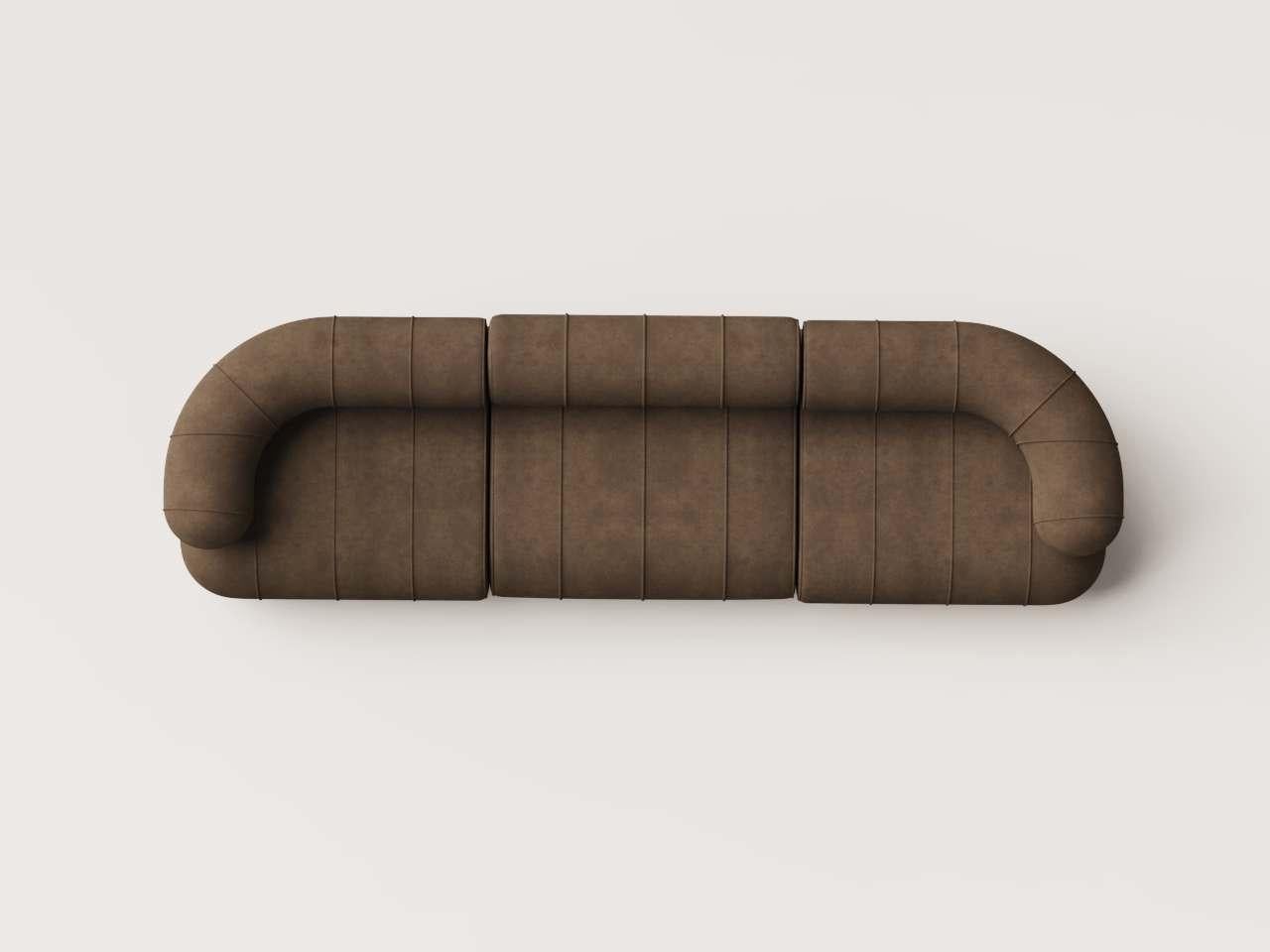Messicano Collectional Contemporary Modulare a Tre Sedute - Velluto Taupe in vendita