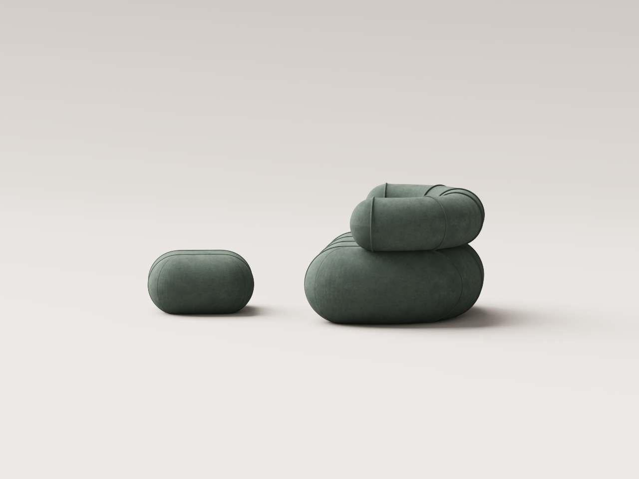 Mexicain Collectional Contemporary Slinky Armchair - Balsam Velvet en vente