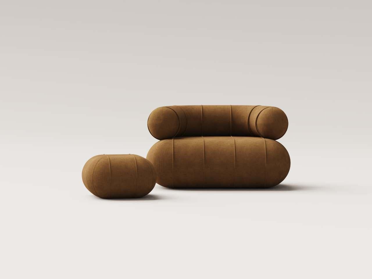 Moderne Collectional Contemporary Slinky Armchair - Bronze Velvet en vente