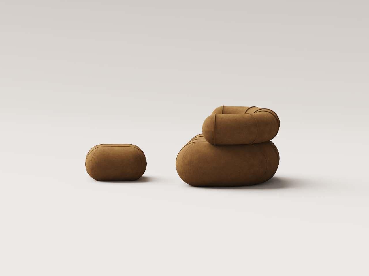 Mexicain Collectional Contemporary Slinky Armchair - Bronze Velvet en vente