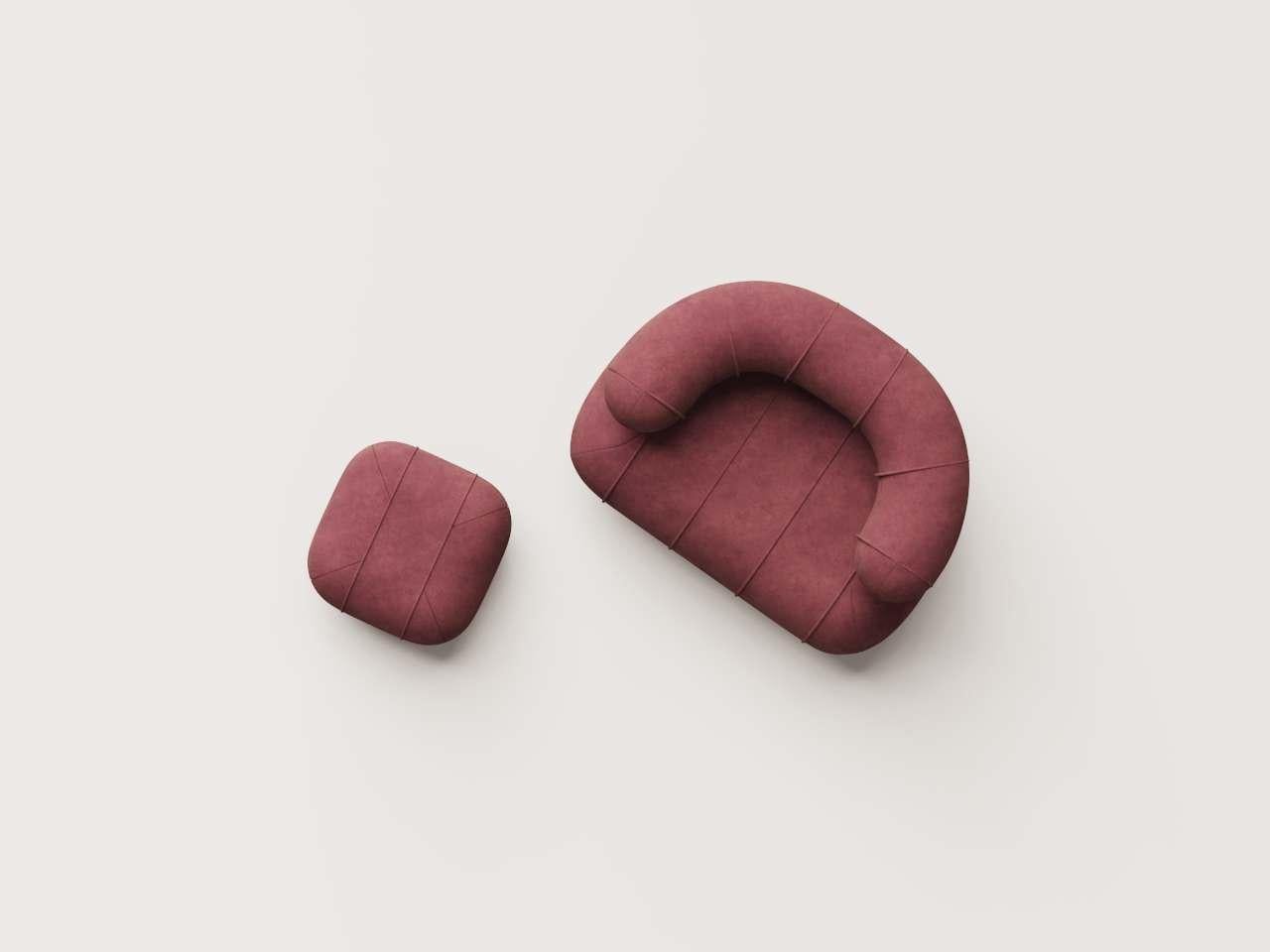 Fait main Collectional Contemporary Slinky Armchair - velours bourgogne en vente