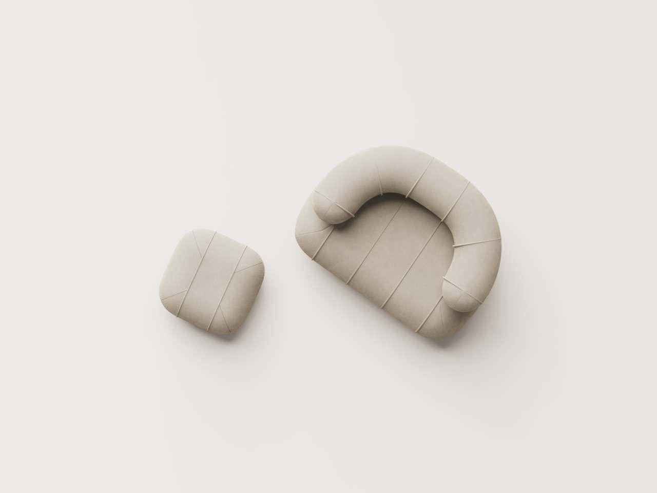 Fait main Collectional Contemporary Slinky Armchair - Pebble Velvet en vente