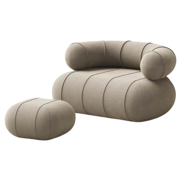 Collectional Contemporary Slinky Armchair - Pebble Velvet