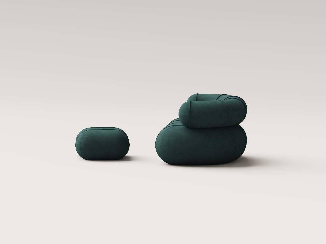Collectional Contemporary Slinky Armchair - Petrol Velvet (Mexikanisch) im Angebot