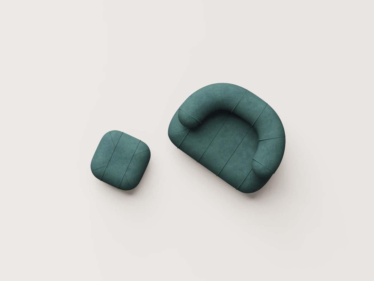 Collectional Contemporary Slinky Armchair - Petrol Velvet (Handgefertigt) im Angebot