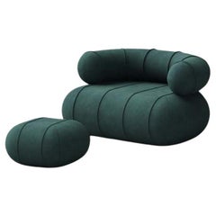 Collectible Contemporary Slinky Armchair - Petrol Velvet