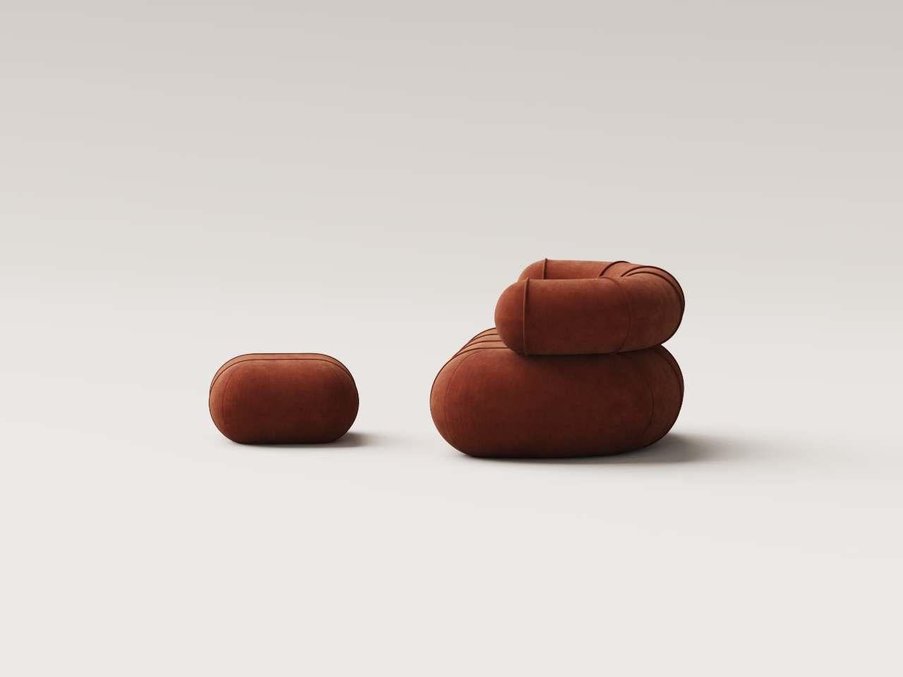 Mexicain Collectional Contemporary Slinky Armchair - Rust Velvet en vente