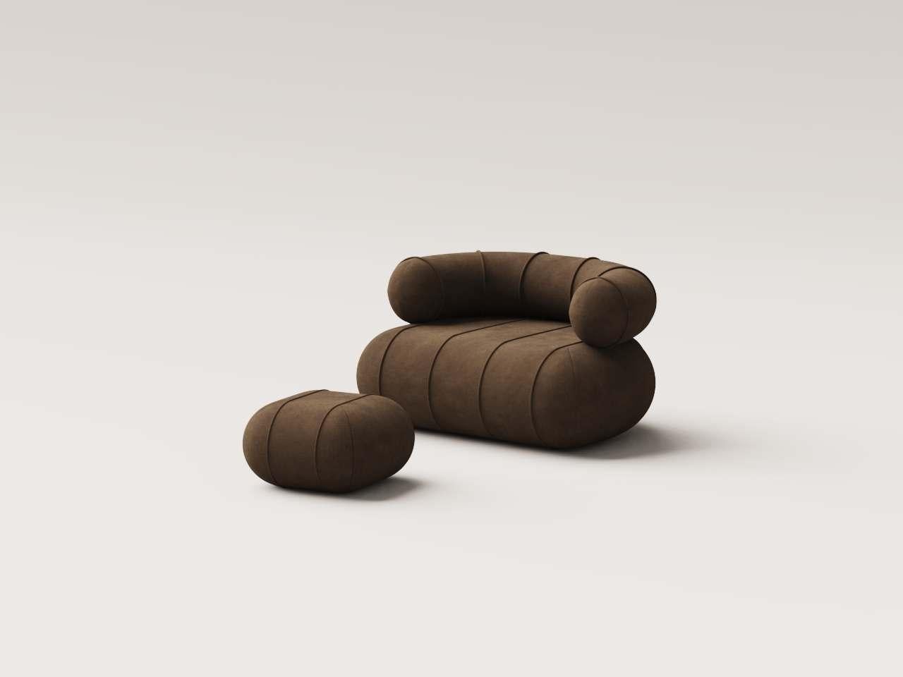 Moderne Collectional Contemporary Slinky Armchair - Taupe Velvet en vente