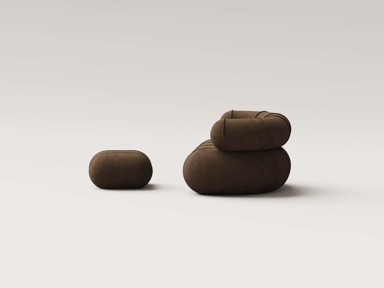 Mexicain Collectional Contemporary Slinky Armchair - Taupe Velvet en vente