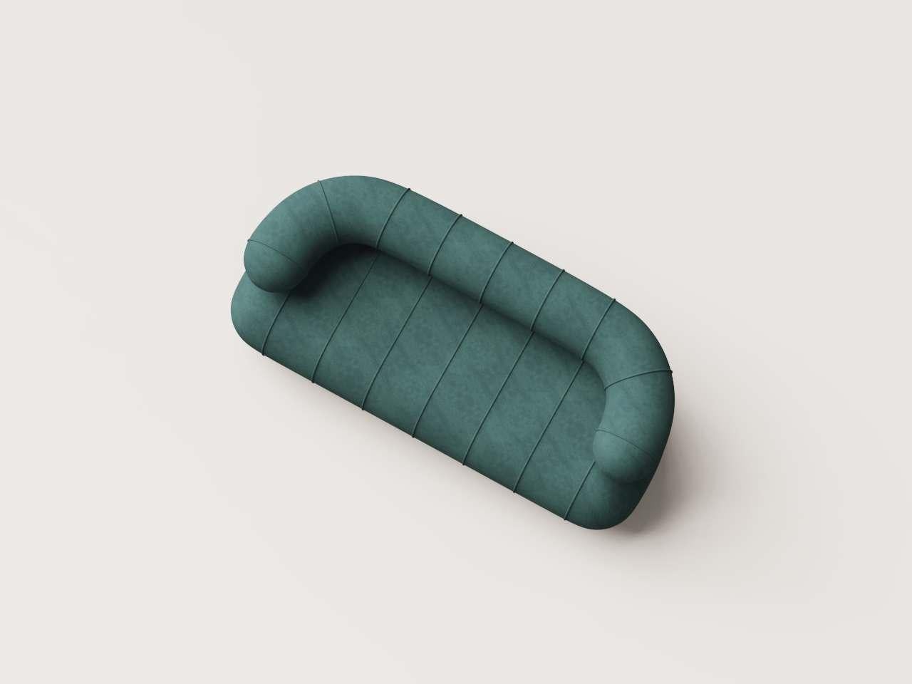 Collectional Contemporary Slinky Loveseat - Petrol Velvet (Handgefertigt) im Angebot