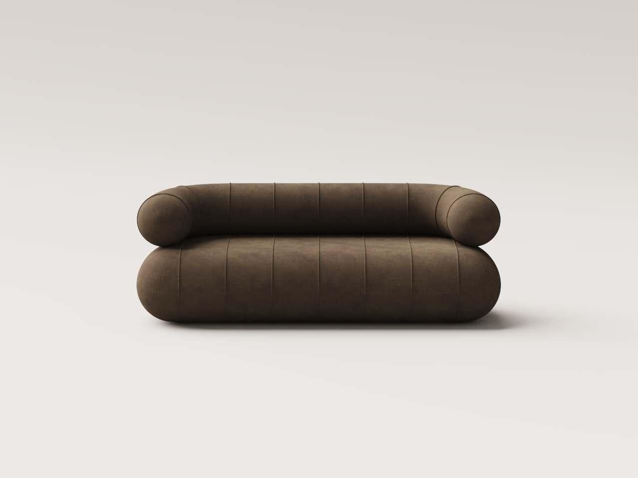 Moderne Collectional Contemporary Slinky Loveseat - Taupe Velvet en vente