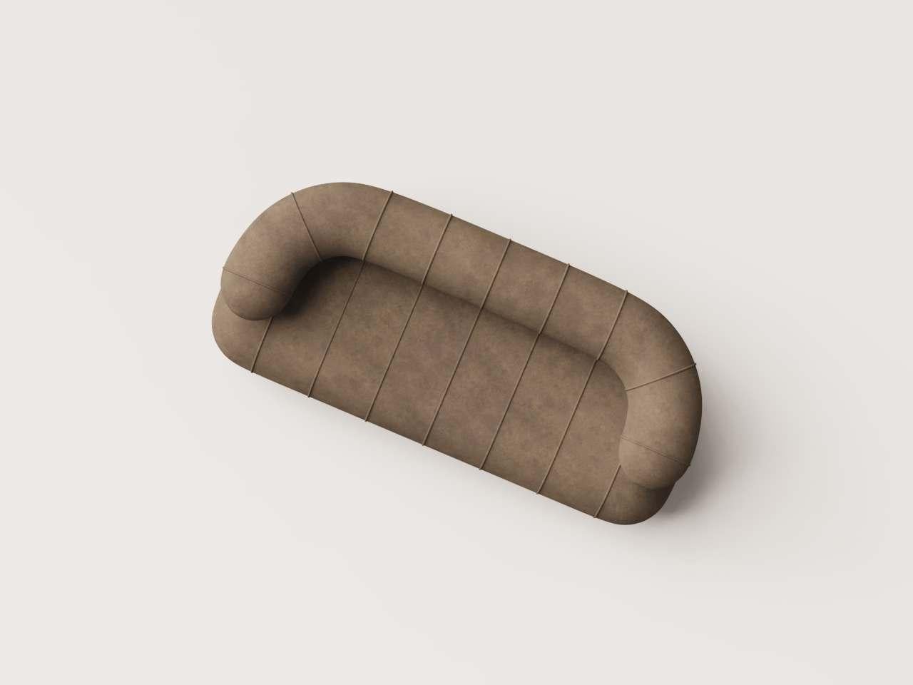 Fait main Collectional Contemporary Slinky Loveseat - Taupe Velvet en vente