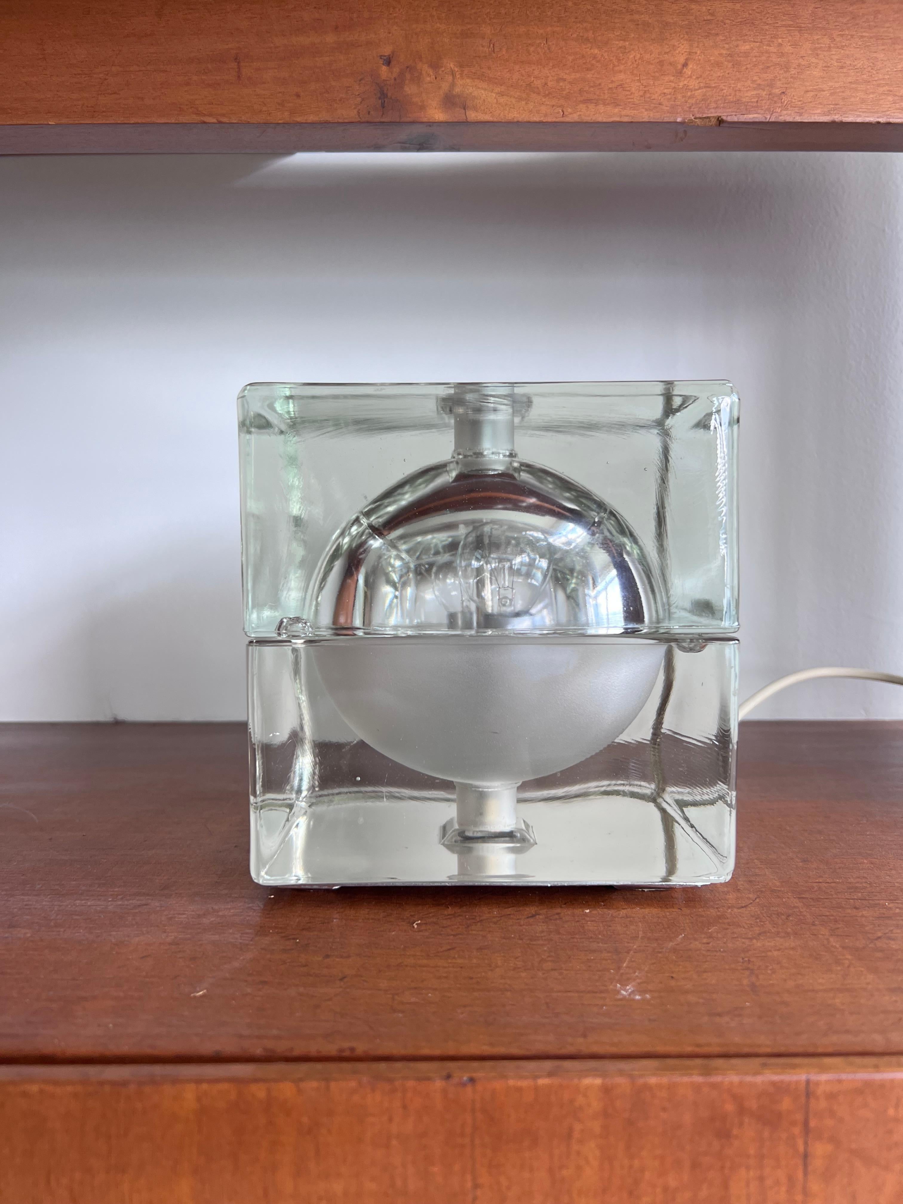Mid-Century Modern Table Lamp Cubosfera by Alessandro Mendini for Fidenza Vetraria, Glass  For Sale