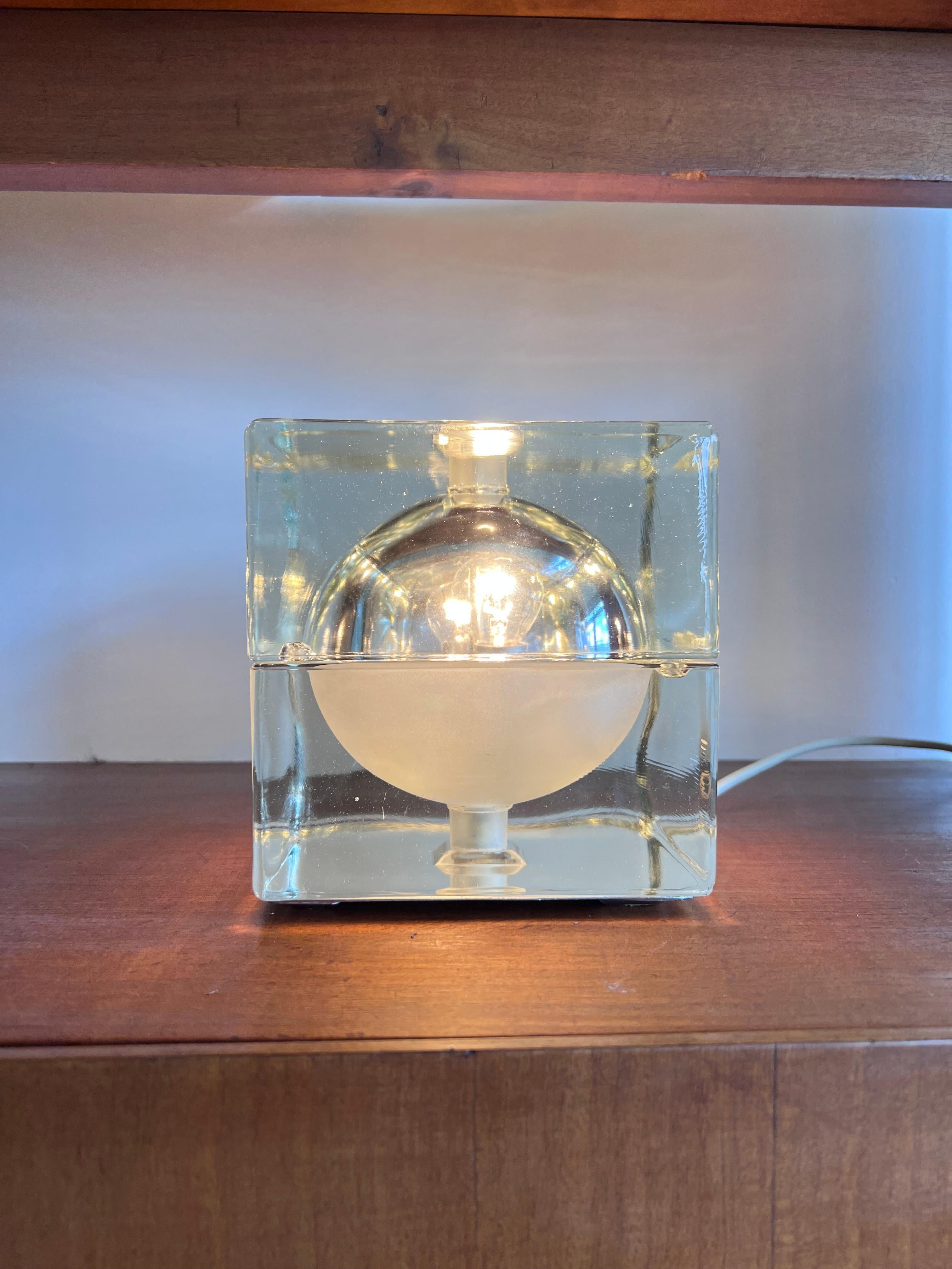 Table Lamp Cubosfera by Alessandro Mendini for Fidenza Vetraria, Glass  For Sale 1