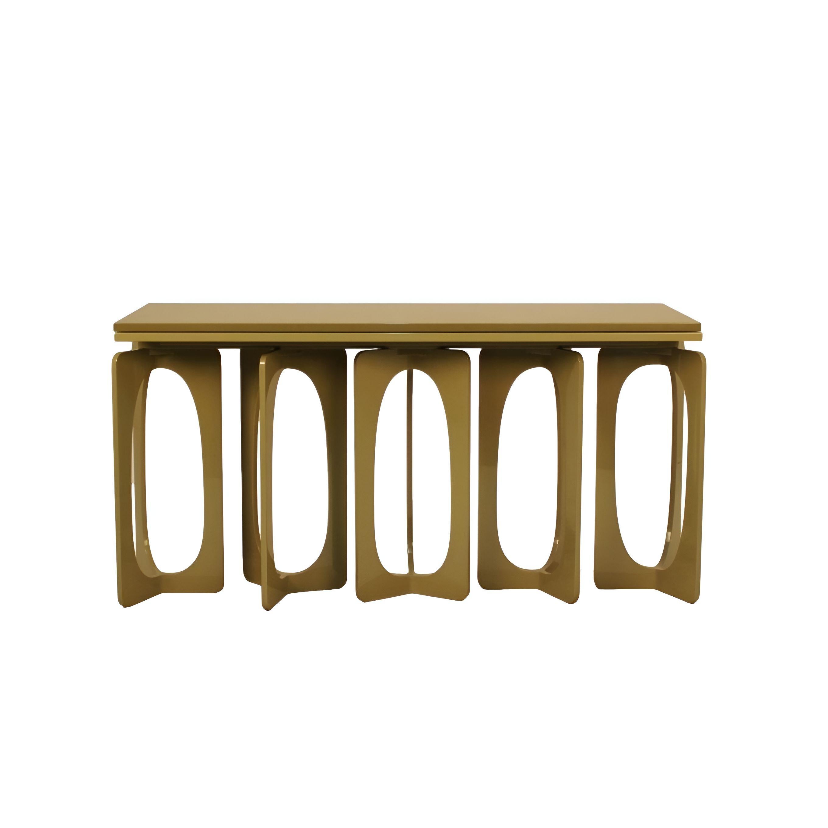 Modern Collectible Design Architectural Console Table Lacquered By Hand For Sale